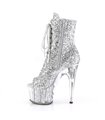 Peeptoe Glitter Plateau Stiefelette ADORE-1021G - Silber