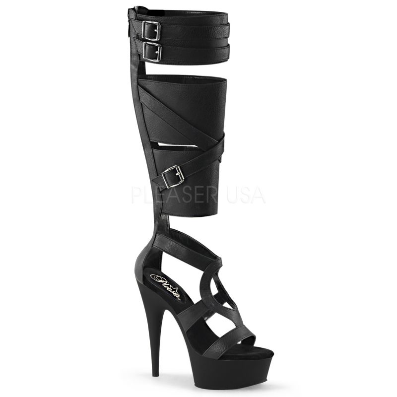 P Pleaser DELIGHT-600-47 Kniehohe Stiefel Plateau High-Heels Gogo Tabledance
